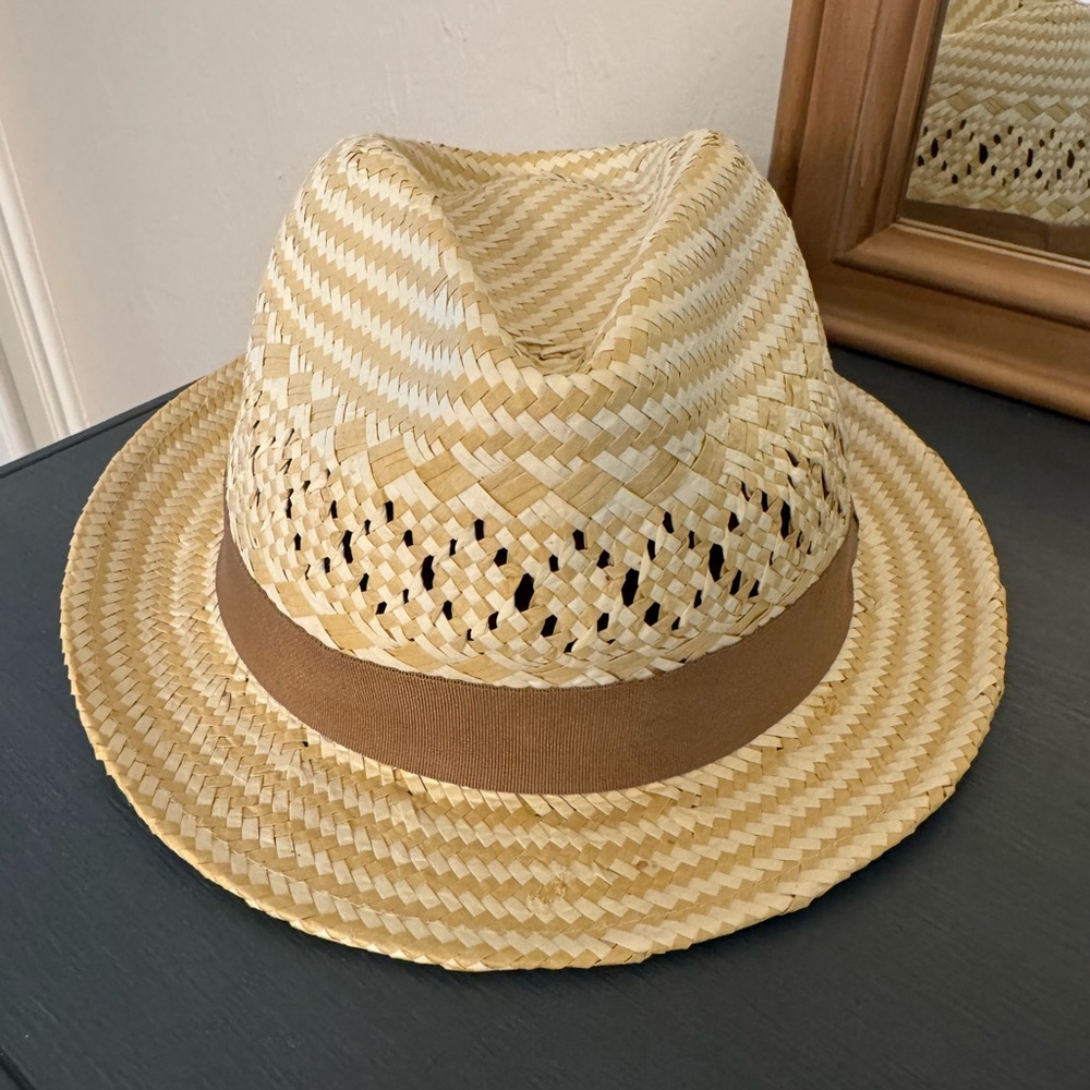 J. Crew Straw Fedora with Tan Band